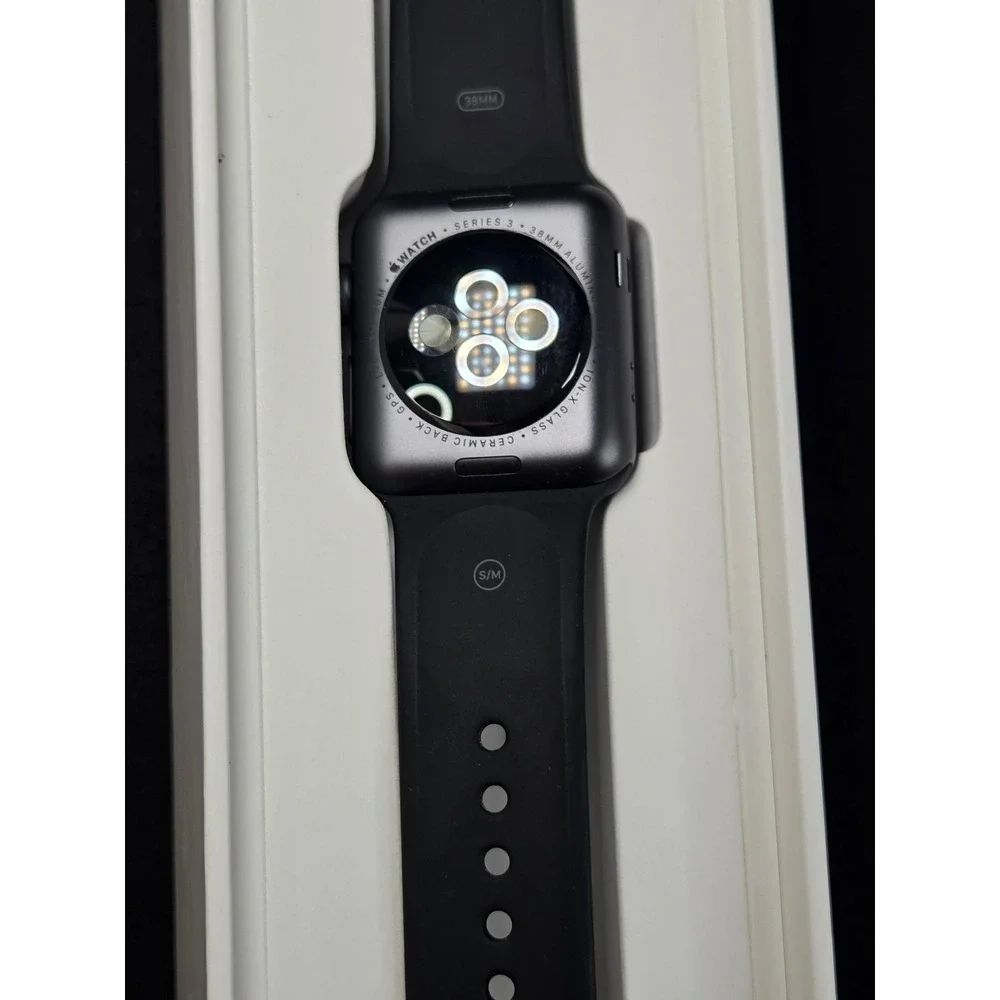 Apple Watch Series 3 38mm Space Gray Aluminum Black Sport Band GPS Cellular NEW